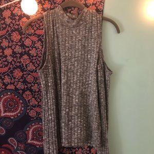Gray ribbed off the shoulder sweater